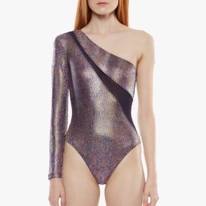 Koral One Shoulder Metallic Iridescent Bodysuit